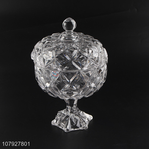 New arrival luxury European style glass compote fruit dessert bowls with lid