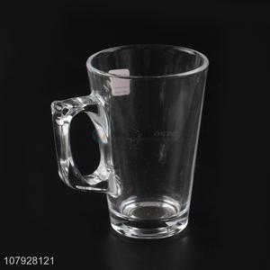 Hot sale clear heat resistant thickened glass water coffee cup/beer mug with handle
