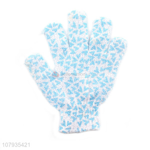Cheap price heart pattern polyester cleaning bath gloves for sale