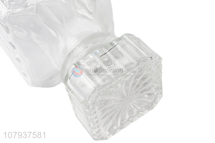 Wholesale from China clear embossed glass wine bottle whiskey decanter 900ml