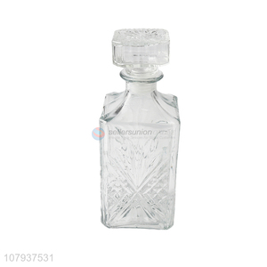 China supplier clear embossed glass wine bottle whiskey decanter 950ml