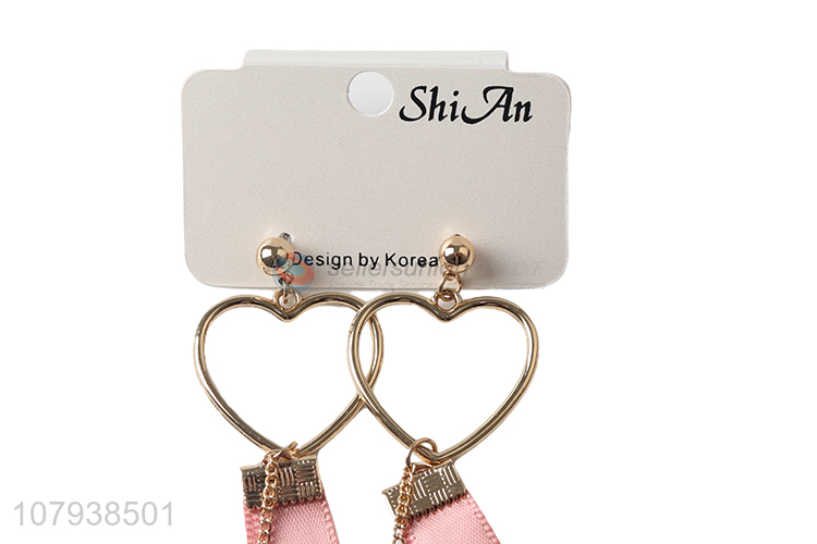 China factory heart shape lady earrings with pearl pendant