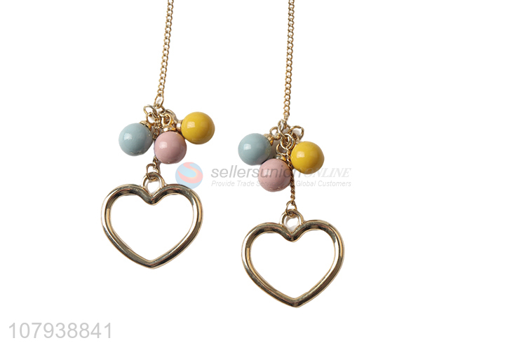 Low price decorative women jewelry earrings with long heart shape pendant