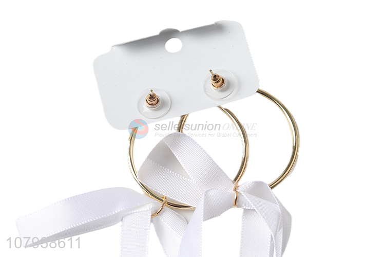 New products women long white ribbon earrings jewelry for sale