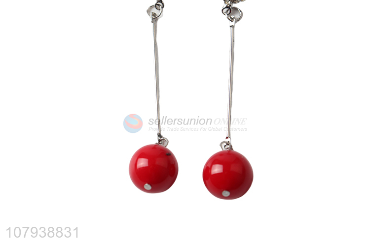 China factory metal jewelry stud earrings with red pendant