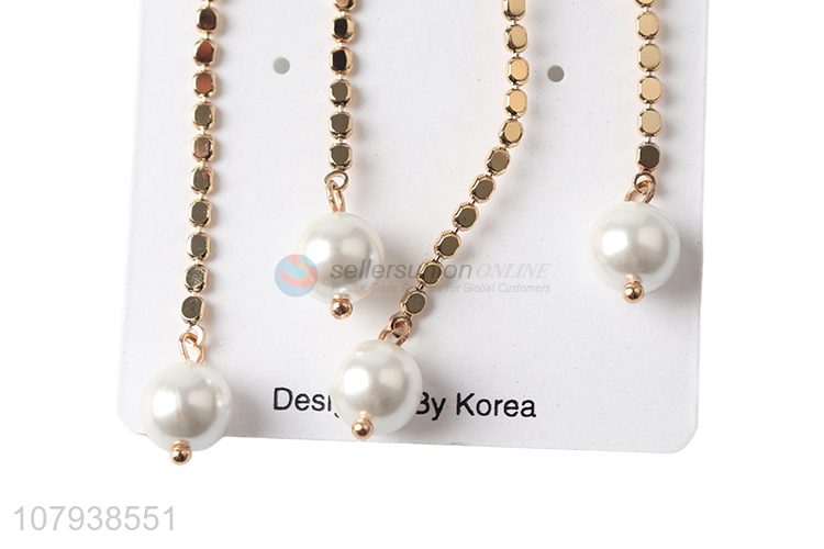 High quality string drop earring pearl pendant earrings for jewelry