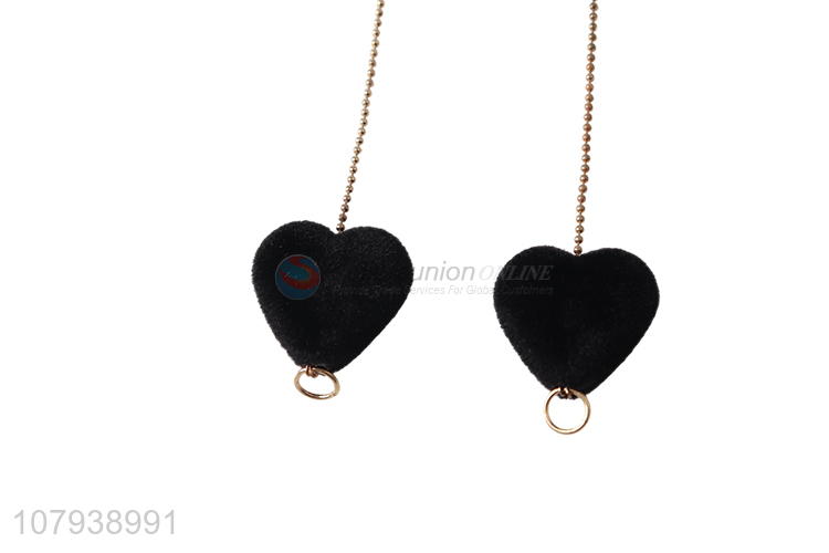 China wholesale women metal stud earrings with heart shape pendant