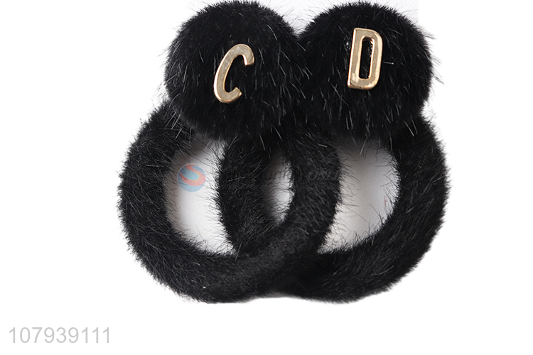 China products black fuzzy stud earrings for women jewelry