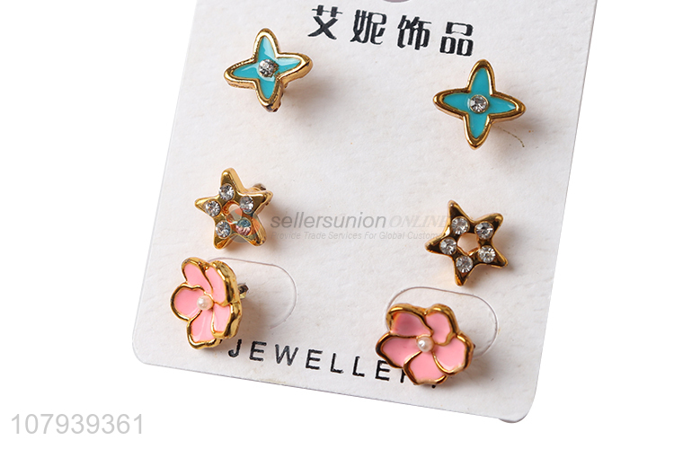 New arrival cute design small stud earrings set for lady jewelry