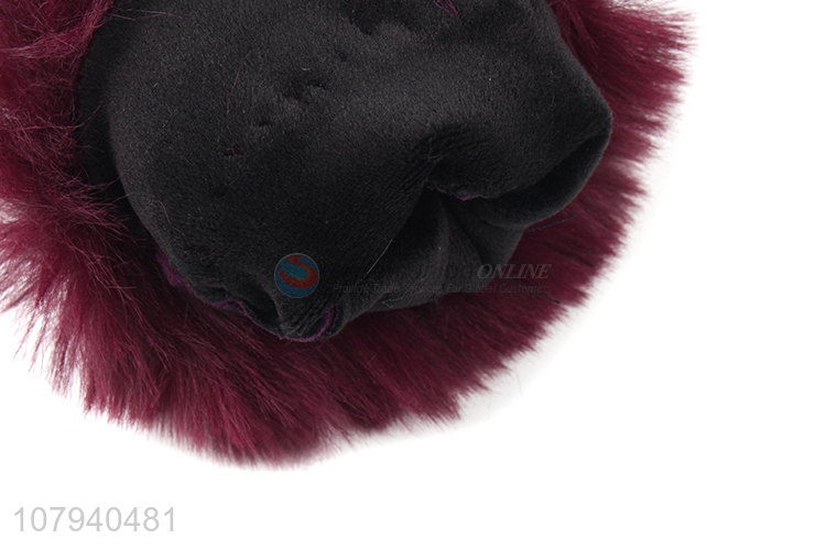 Factory supply ladies winter gloves faux suede faux fur mouth driving gloves