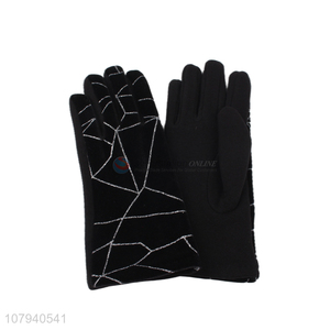 Wholesale ladies winter gloves printed outdoor sport driving cycling glove