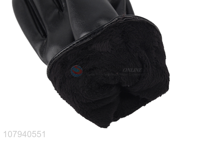 Hot sale women winter gloves elastic pu leather outdoor thermal gloves