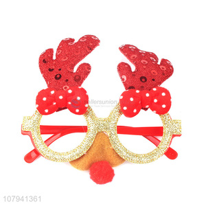 Cartoon Design Christmas Glasses Cute Antlers Glasses