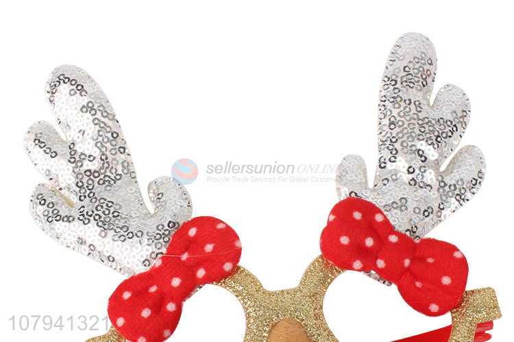 Hot Sale Fashion Sequins Antlers Glasses For Christmas And Party