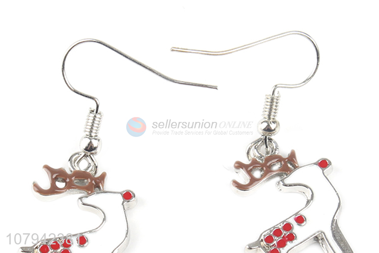 Fashion Design Christmas Deer Shape Pendant Earring For Women