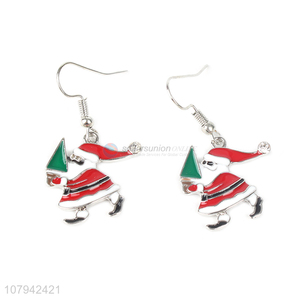 Cute Design Santa Claus Shape Pendant Earring Ladies Fashion Jewelry