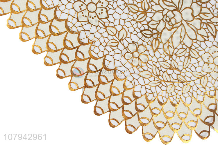 China imports gold pvc pressed vinyl metallic dinning mat doilies
