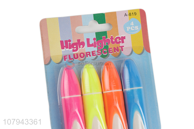 Popular products multicolor 4pieces fluorescent pen with cheap price