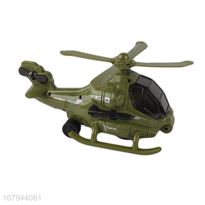 Hot sale army green helicopter musical toy for children