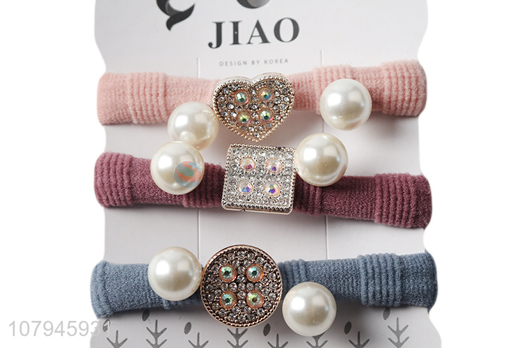 Factory direct sale multicolor temperament pearl hair ring for ladies