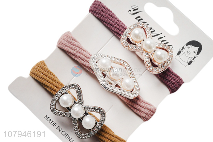 Best Selling Multicolor Pearl Hair Band Rubber Band Lady Hair Ring Set