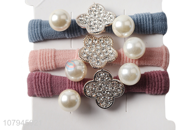 Hot selling multi-color pearl temperament hair band ladies hair ring