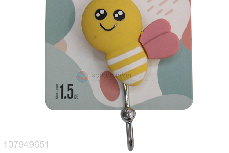 Low price yellow cartoon bee universal sucker sticky hook wholesale