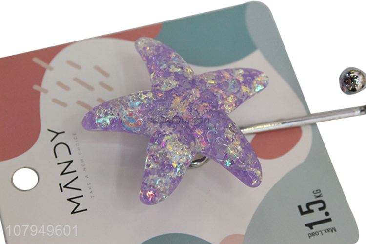 New Arrival Purple Cartoon Starfish Hook Creative Suction Cup Hook