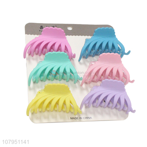 Factory wholesale 6pieces plastic non-slip hair claw clips for girls