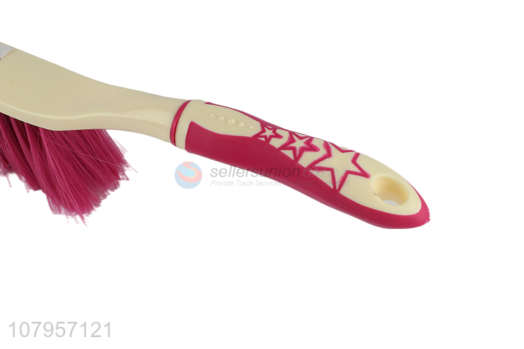 Hot sale rose red plastic brush household cleaning fur brush