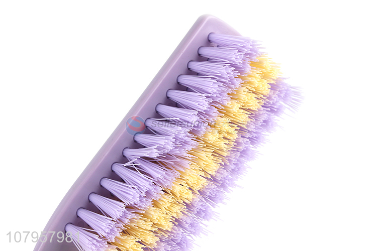 China factory purple long handle daily cleaning plastic shoe brush