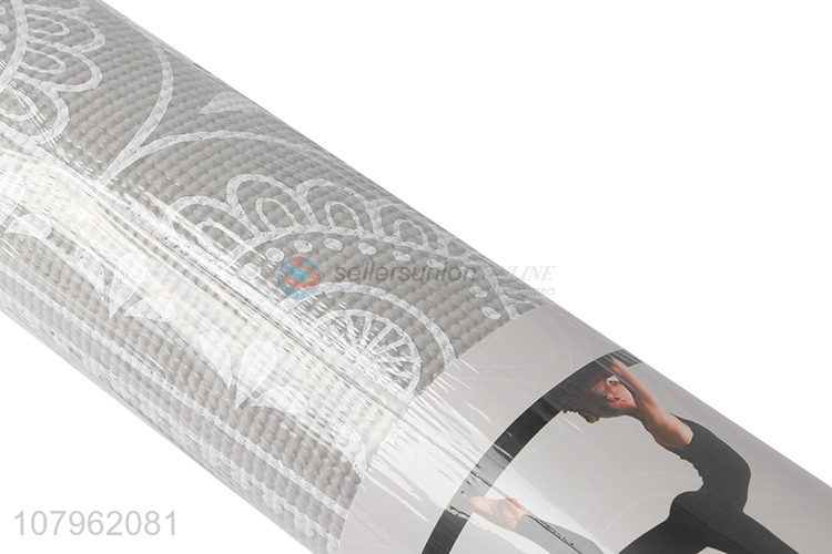 Good quality gray printing yoga mat thickened portable fitness mat