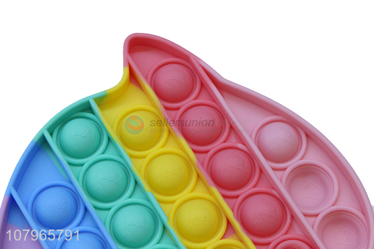 China factory rainbow color dolphins shape push bubble fidget toys for kids