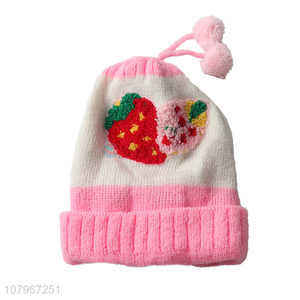 Online wholesale baby infant winter knitted beanie cap for 0-12 months