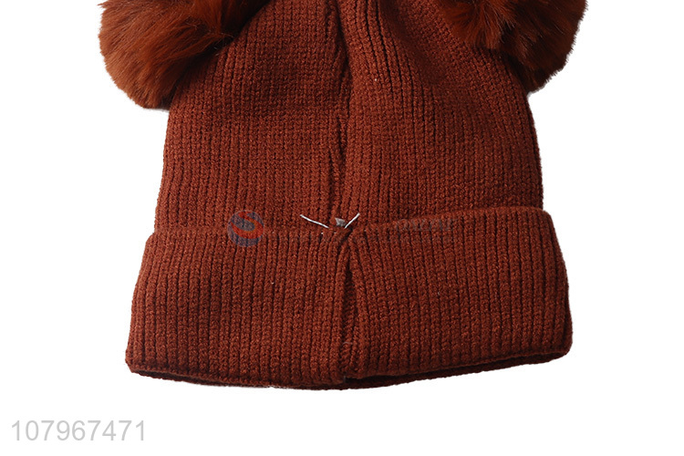 Hot selling cartoon bear design children knitted beanie hat for winter