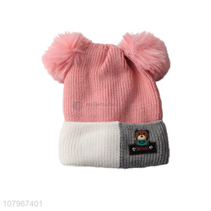 Low price children winter knitting hat thickened knitted beanie for kids