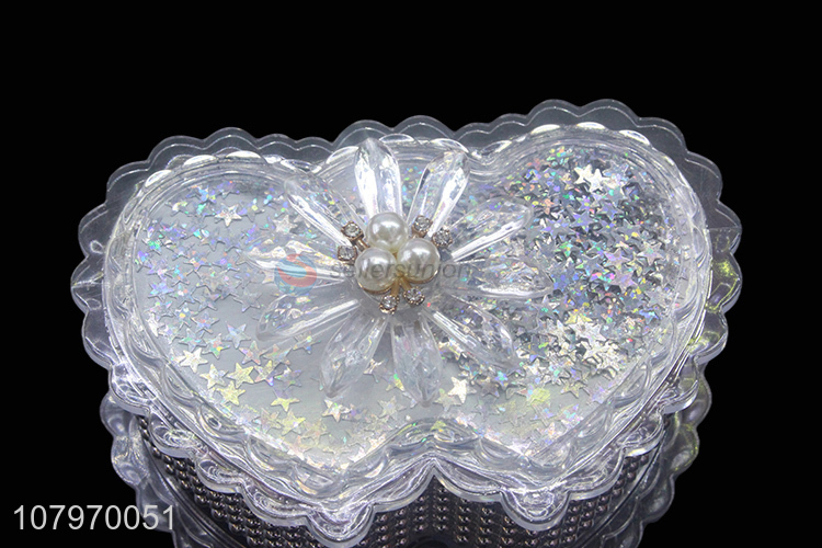 High quality delicate double-heart shaped plastic jewelry storage box case