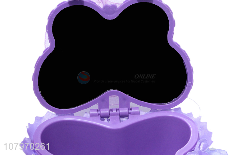 Top product plastic kids princess box jewelry case with flower lid