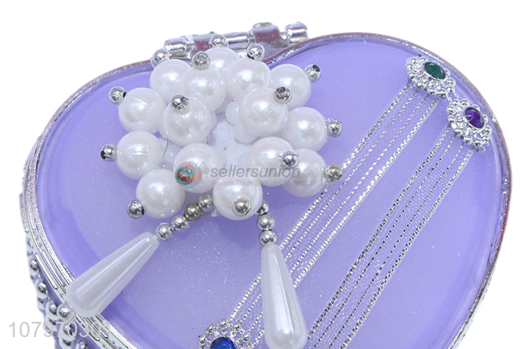 Most popular heart shape plastic jewelry trinket box with mirror