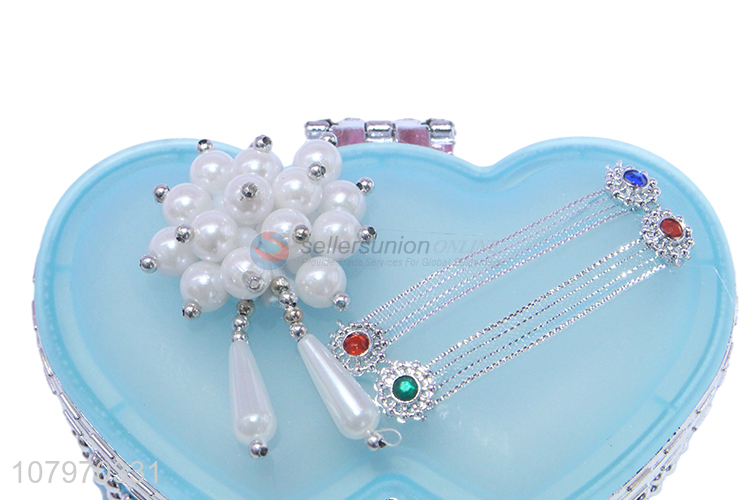 Online wholesale heart shape plastic jewelry box container with pearls