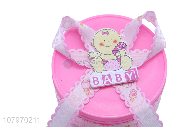 High quality round cartoon baby girl plastic jewelry box case