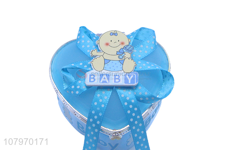 Online wholesale heart shape cartoon baby jewelry box with ribbon