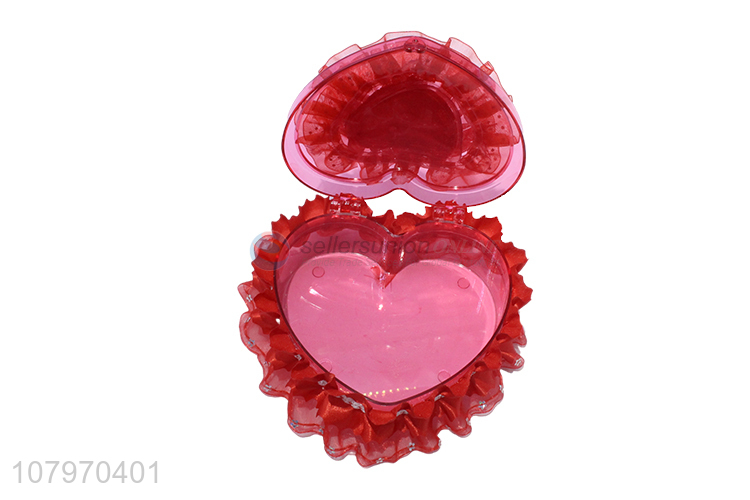 New arrival heart shape clear plastic jewelry box wedding candy box