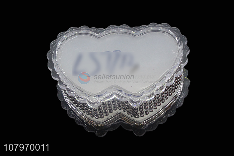 Online wholesale exquisite double-heart shaped plastic jewelry box case