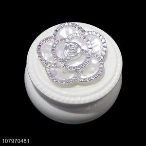 Low price exquisite porcelain jewelry case round ceramic ring box