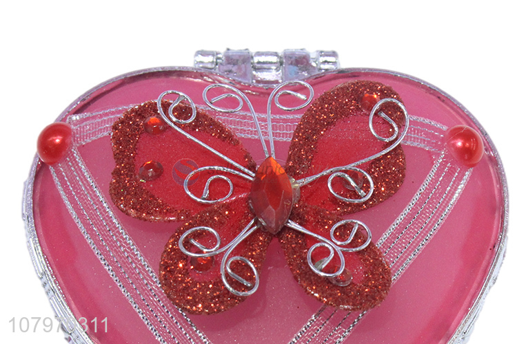 New arrival heart shape plastic jewelry case cosmetic box for girl