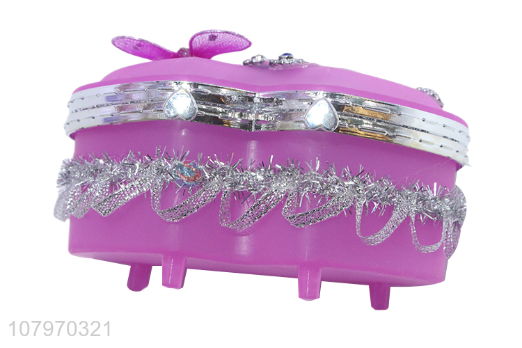 Low price heart shape plastic jewelry case box with butterfly lid