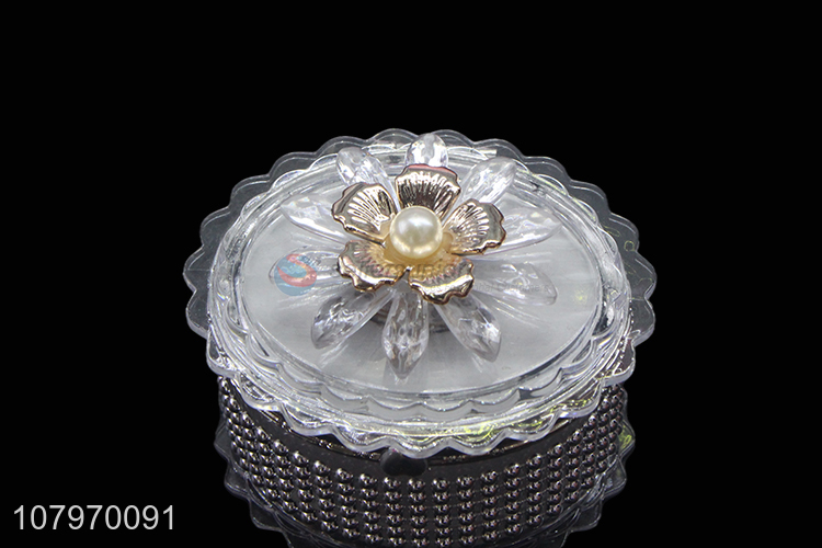 New hot sale exquisite plastic jewelry box case with flower lid