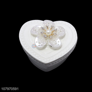 China supplier heart shaped ceramic jewelry box European style ring box
