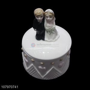 Top product porcelain wedding jewelry box ceramic ring storage case